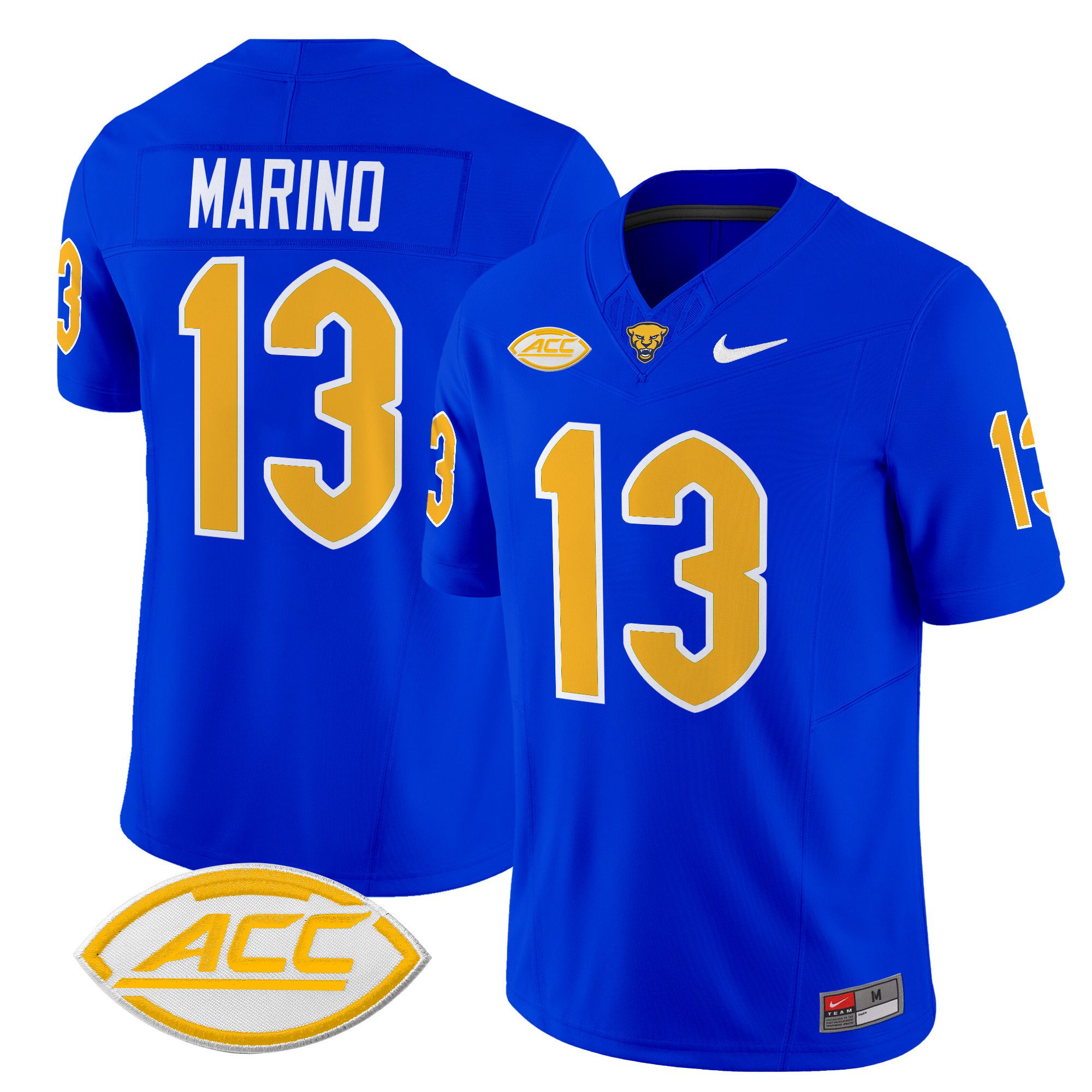 Men Pittsburgh Panthers #13 Marino Blue Nike 2024 Vapor Limited NCAA Jersey style 1